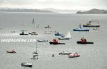 ID 3697 AUCKLAND ANNIVERSAY DAY REGATTA - A fllet of 26 operational, vintage and veteran tug and rowboats muster before the start of the first ever tug race held as an offical part of the Auckland Anniversary...